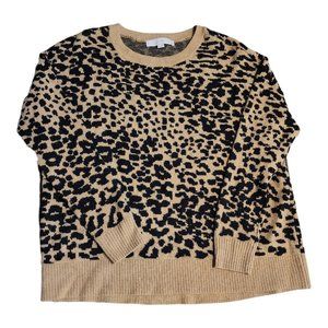 Ann Taylor Loft Animal Print Super Soft Wool Blend Oversized Sweater Sz Small
